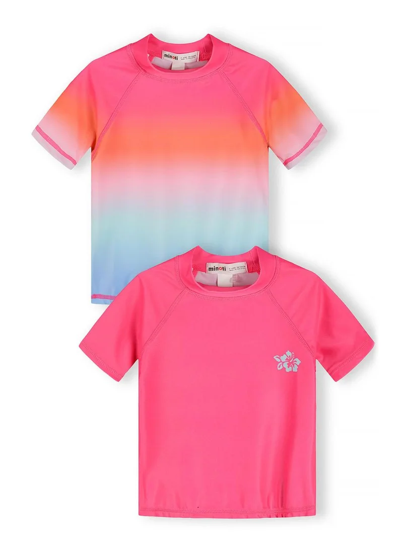 مينوتي Girls rash tops 2 pack pink blue ombre